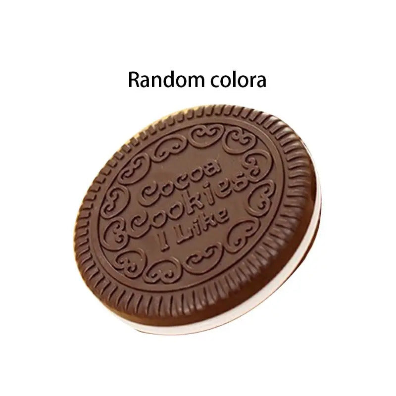 L270 Women Girls Chocolate Cookie Mini Pocket Mirror With Comb Princess Portable Sandwich Biscuit Shape Makeup Cosmetic Folding