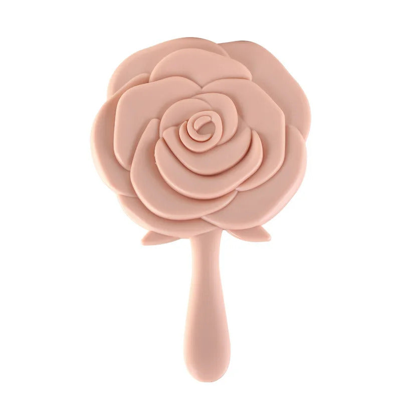 L239  Makeup Mirror Elegant Rose Shape Design Handle Mirror Portable Travel Size Pink Fixing Makeup Mirror Cute Princess Tiny