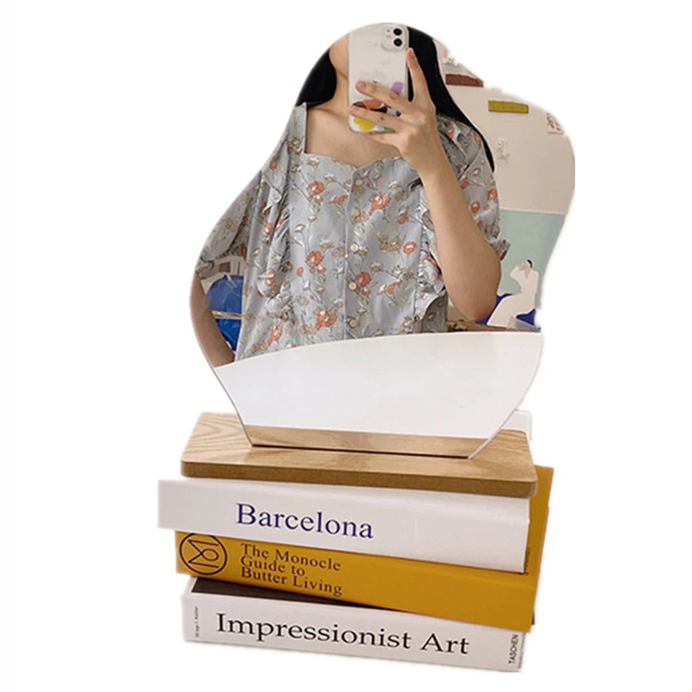 L510 Makeup Mirror Irregular Make Up Mirror Star Shape Acrylic Lens Wooden Gift Tabletop Base Beauty Tools Dropshippin