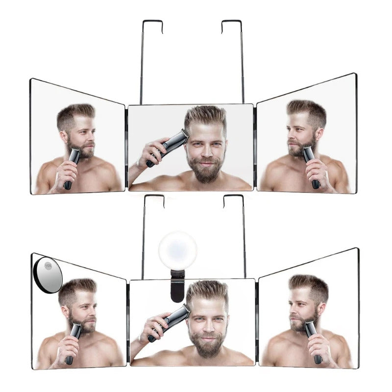 CX196 Trifold Hair Cutting Mirror with Lights 10X Magnification Self Styling Mirrors