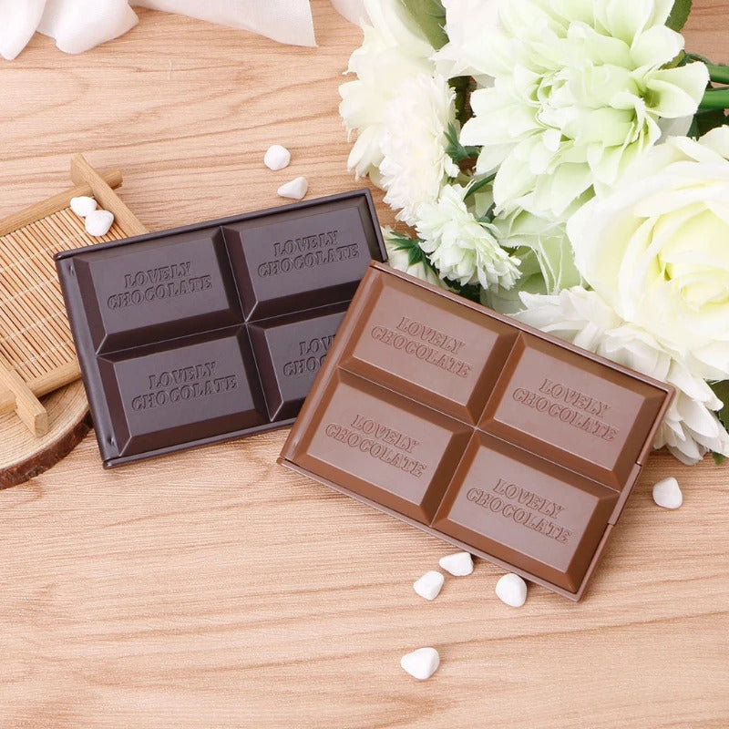L195 Cute Chocolate Cookie Shaped Square Pocket Mirror Mini Foldable Makeup Mirror U2JD