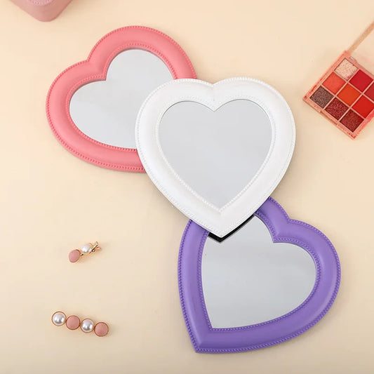 L522  Cute Mirror Web Celebrity Cosmetic Mirror Decorative Mirror Girl Heart Student Dormitory Mirror Portable Home Small