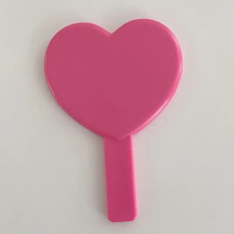 L189 Portable Heart-Shaped Handheld Mirror with Handle Candy Color Cosmetic Tools U2JD