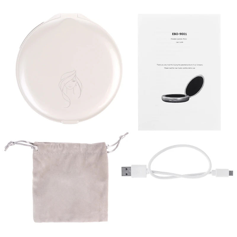 L192  3000mAh Portable LED Light Makeup Mirror Power Bank USB Charger 3X  Magnifying U2JD