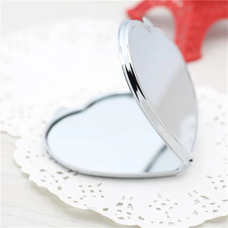 L259 Portable Stainless Steel Makeup Mirror Hand Pocket Folded-Side Cosmetic Make Up Double Mirror Small Various Shapes