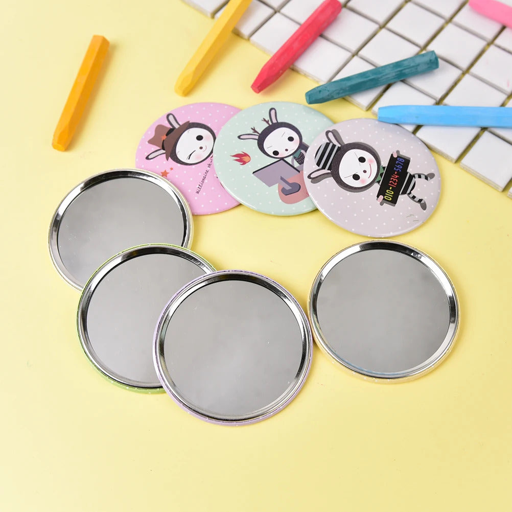 CX296 Dia 7cm Cute Beautiful Mini Pocket Makeup Mirror Cosmetic Compact Metal Mirrors Color Random