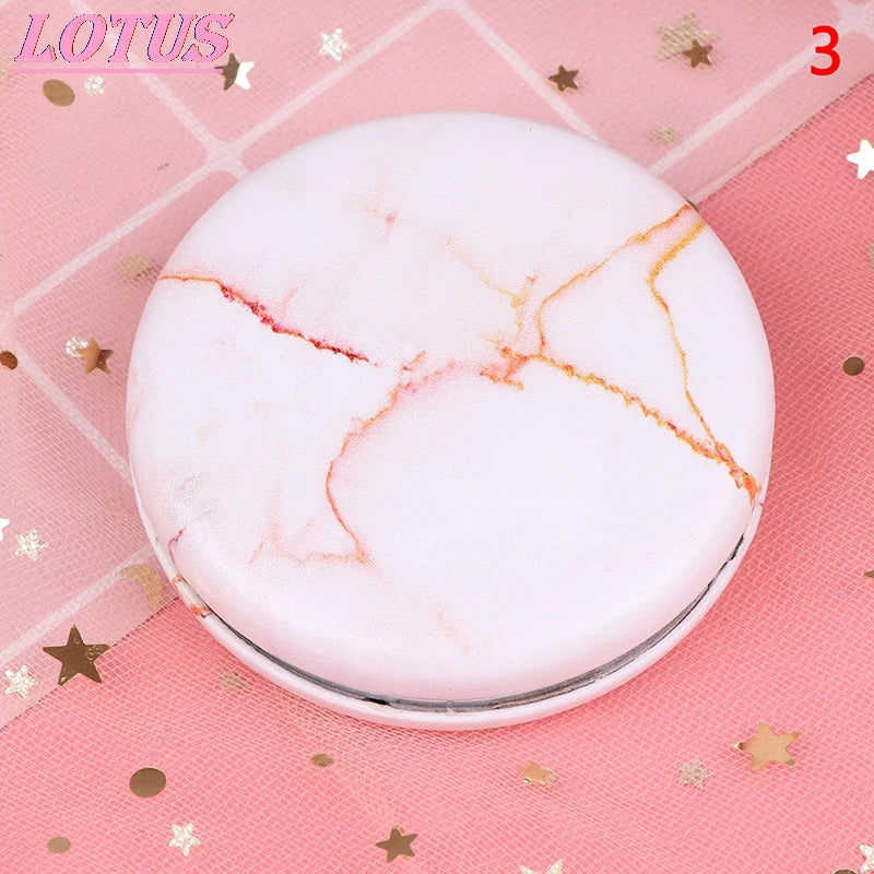 TSHOU830 Marble Pattern Portable Double Sided Mirror Foldable Pocket Makeup Mirror Women Girls Beauty Cosmetic Compact Mirror