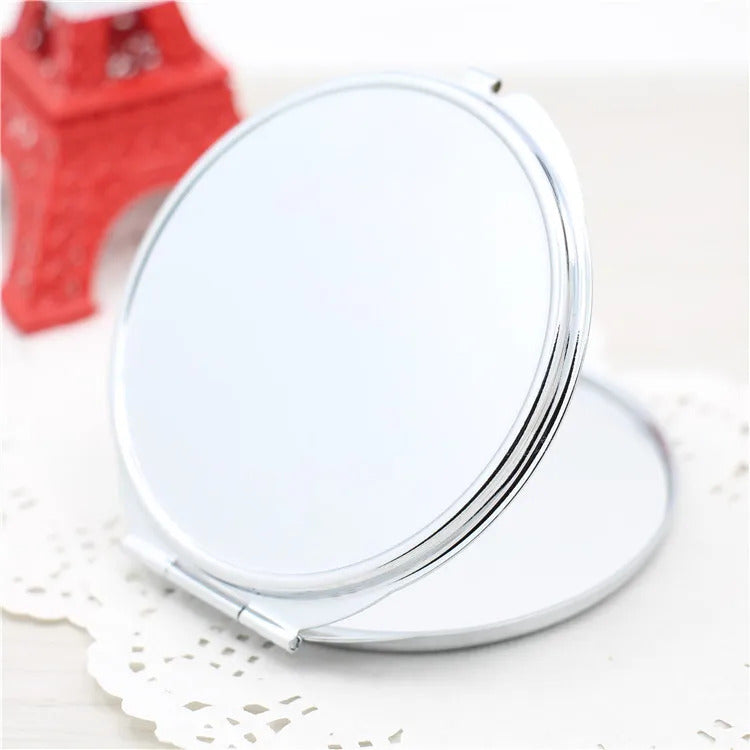 L424  Portable Stainless Steel Makeup Mirror Hand Pocket Folded-Side Cosmetic Make Up Double Mirror Small Various Shapes