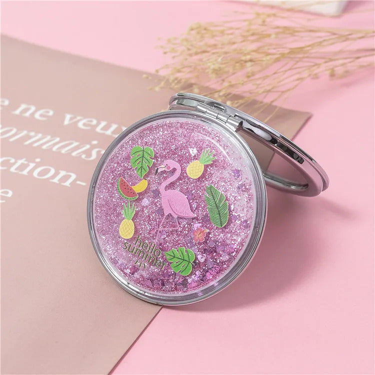 TSHOU662  Mini Unicorn Makeup Mirror Compact Pocket Mirror Portable Double-Sided Folding Cosmetic Mirror Gifts