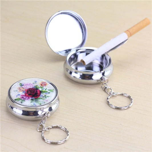 TSHOU1001 Portable Makeup Mirror with Ashtray Makeup Mirror Tobacco Ash Storage Box Metal Car Portable Ashtray Mini Ashtray with