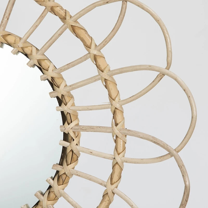TSHOU897 Rattan Innovative Art Homestay Decoration Makeup Mirror Dressing Bathroom Wall U2JD