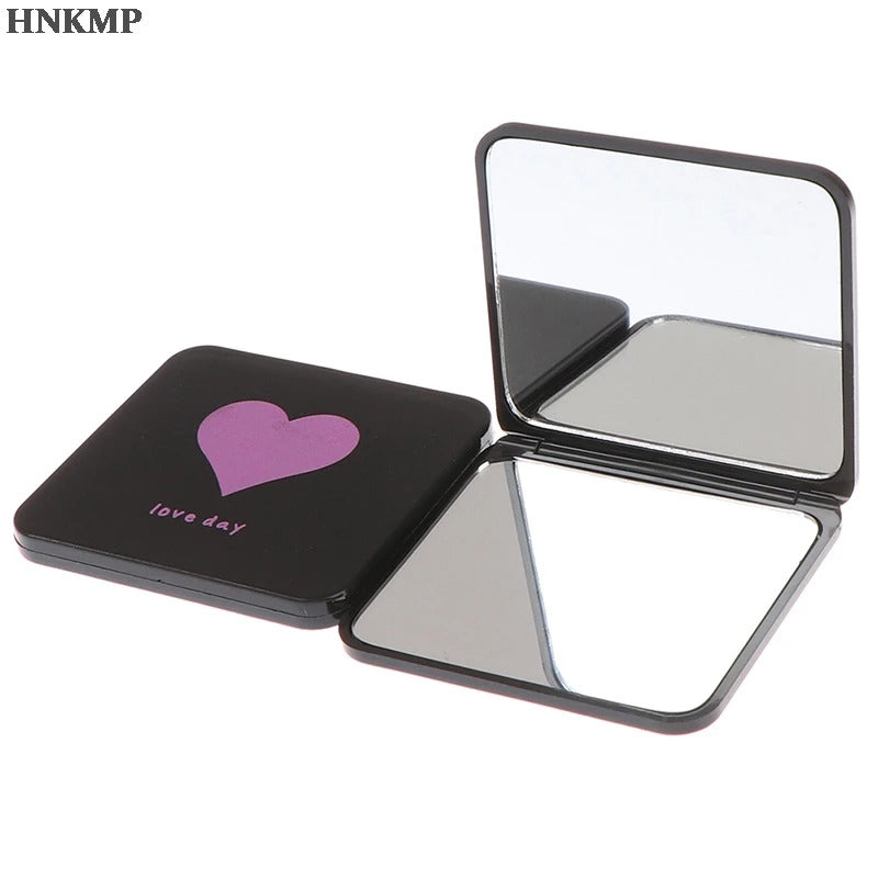CSHOU375  Double-sided Mirror Women Foldable Makeup Mirrors Lady Cosmetic Hand Folding Portable Compact Pocket Random Color