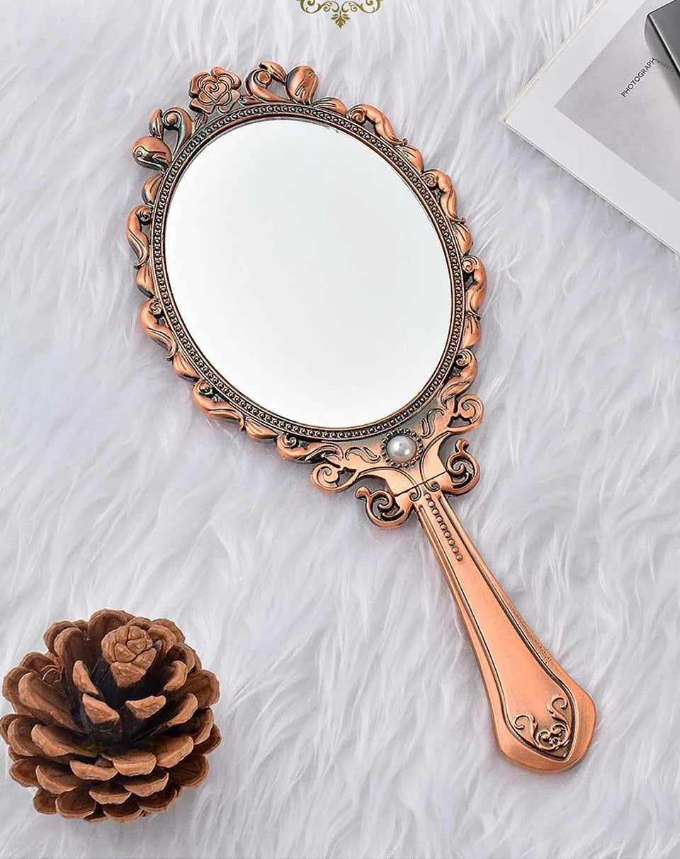CX176 Foldable Desktop Princess Mirror Chinese Tang Dynasty Character Comb Suit Retro Portable Makeup Mirror Handle Mirror