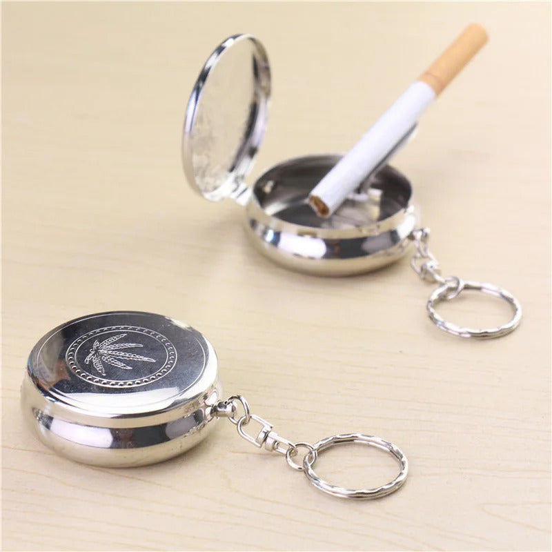 TSHOU1001 Portable Makeup Mirror with Ashtray Makeup Mirror Tobacco Ash Storage Box Metal Car Portable Ashtray Mini Ashtray with