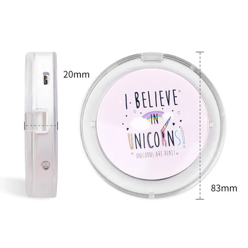 TSHOU659 LED Mini Makeup Mirror Hand Held Fold Small Portable Micro USB Cosmetic Mirror