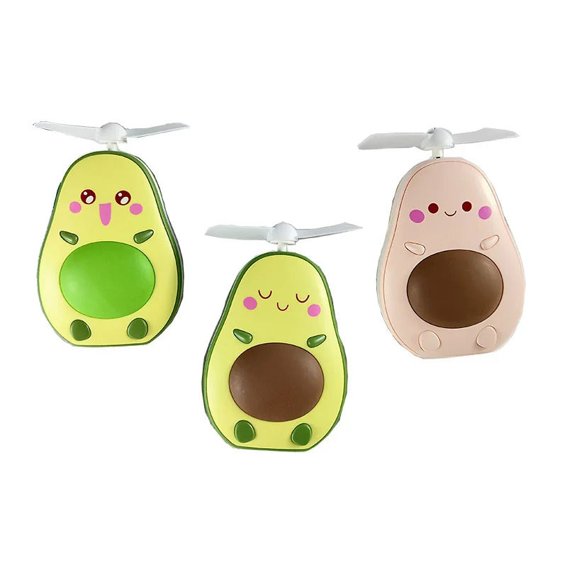 CSHOU391  Makeup Mirror Portable Avocado Shape Handheld Mini Air Cooler Fan with Fill Light Mirror USB Three Way Fill Light Make-up