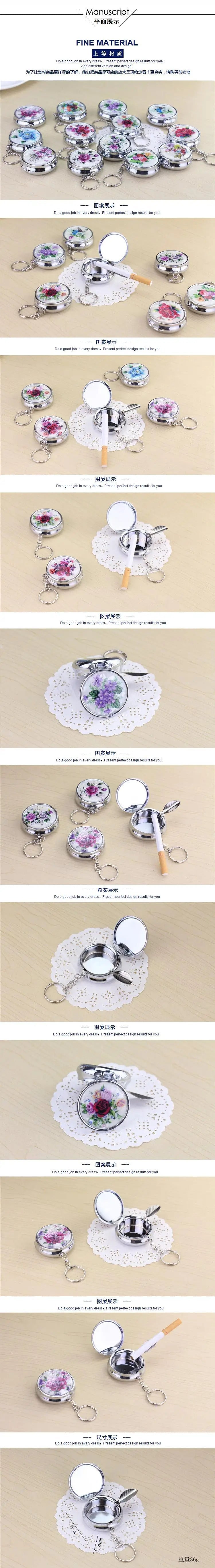 TSHOU515 Mini Ashtray with Mirror Portable Makeup Mirror with Ashtray Makeup Mirror Tobacco Ash Storage Box Metal Car Portable