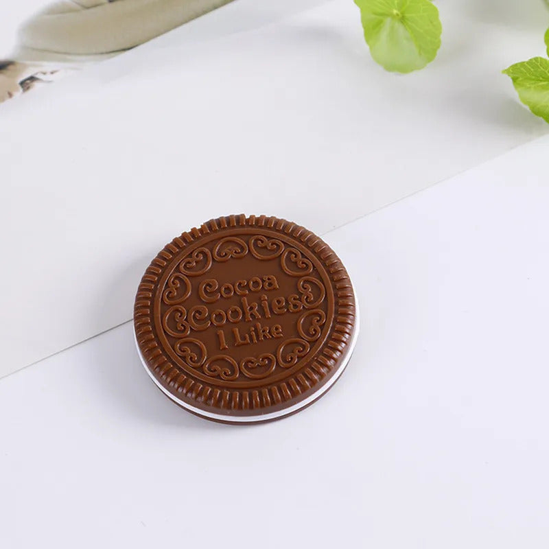 L656  Cookie Shaped Chocolate Mini Makeup Mirror Compact Pocket Mirror Portable Folding Cosmetic Mirror
