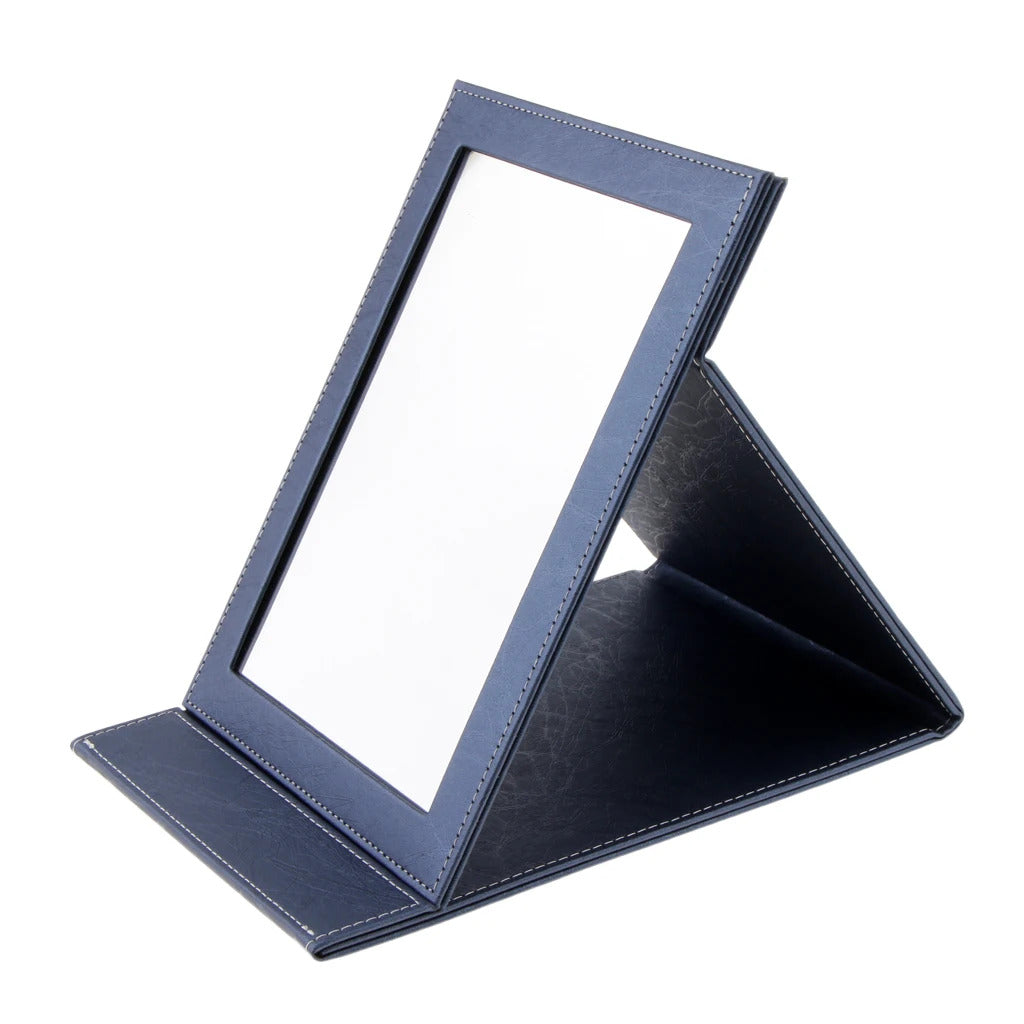 L305 Leather Makeup Folding Mirror Portable Compact Stand Pocket Cosmetic Mirror