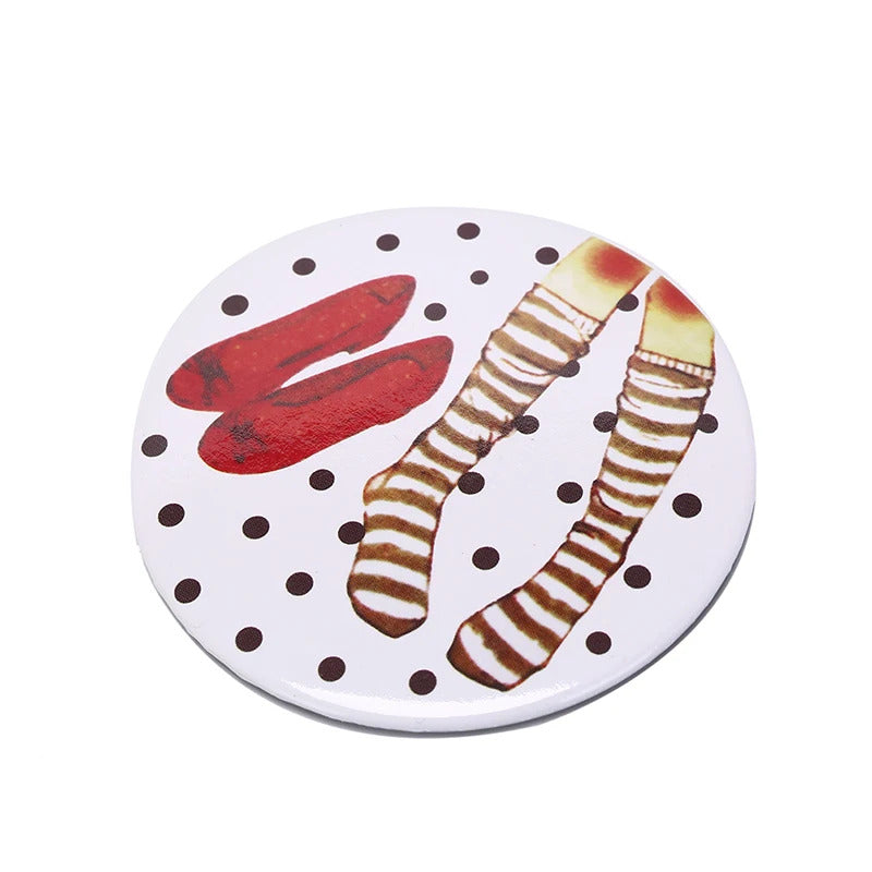 SET07  Fashion cute mini cartoon small round mirror portable makeup glass mirror portable princess makeup mirror