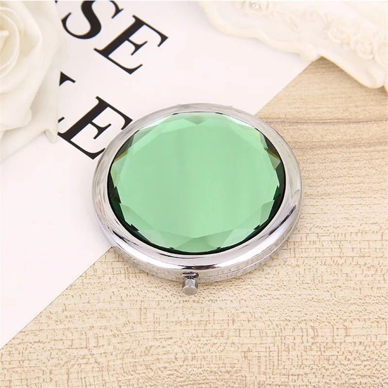 TSHOU558 Luxury Crystal Makeup Mirror Portable Round Folded Compact Mirrors Gold Silver Pocket Mirror