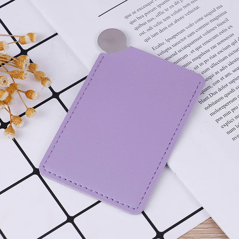 L413 Portable Travel Fashion Stainless Steel Cosmetic Mirror Shatter-proof Makeup Mirror With Carry Sleeve Birthday Gift