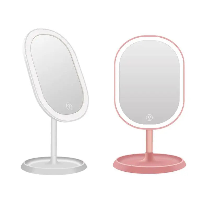 TSHOU959  Lights Desktop Makeup Mirror USB Chargeable 180 Free Degree Rotation Portable Touch Screen Switch Dimmable Tabletop Cosmet