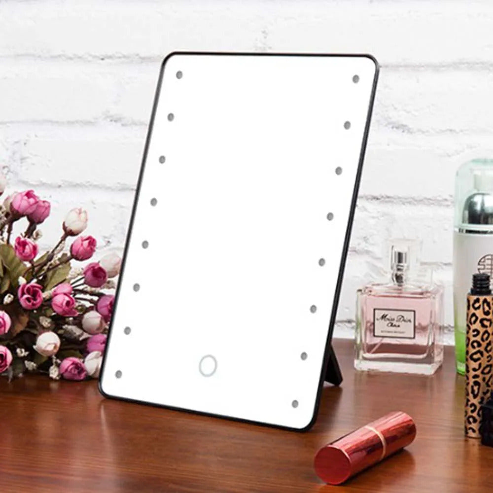 CASHOU94 Makeup Mirror With Leds Cosmetic Mirror With Touch Dimmer Switch Battery Operated Stand For Tabletop Bathroom Travelpc