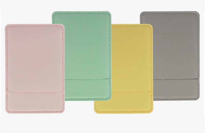 DA77 Ultra-thin Cosmetic Mirror Stainless Steel Shatter-Proof Portable PU Leather Sleeve Pocket Card Mirror Makeup