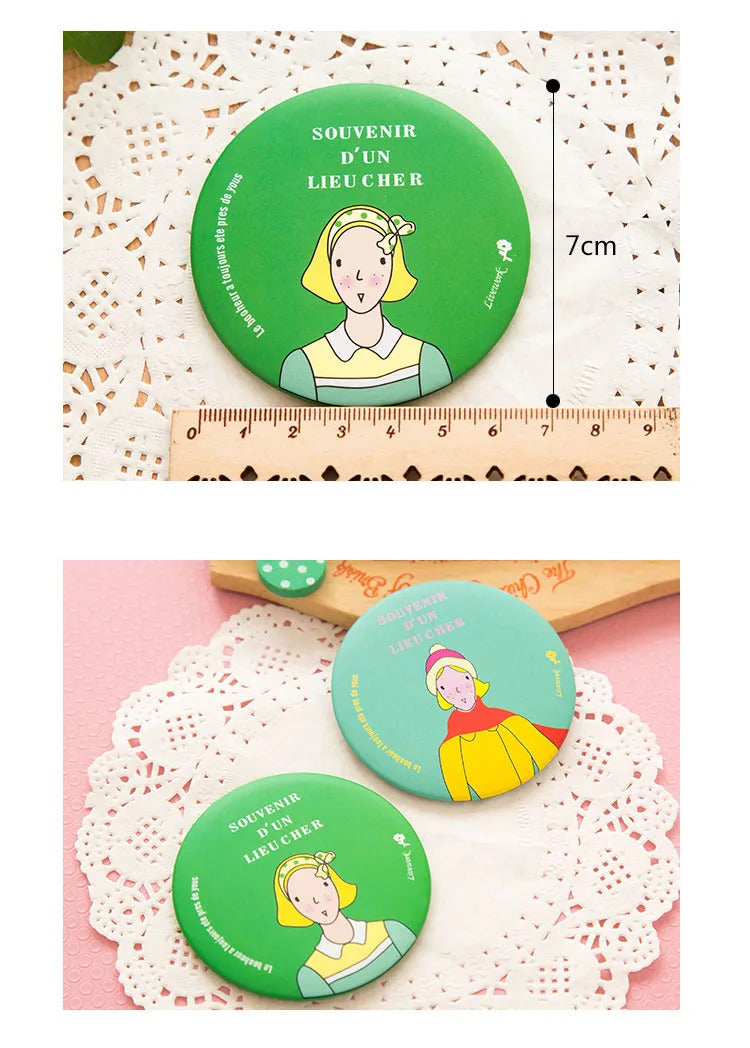 TSHOU841 Cartoon Anti-fall Portable Small Mirror Cute Girls Makeup Mirror Pocket Mirror For Beauty Tools Mini Mirror Cosmetics