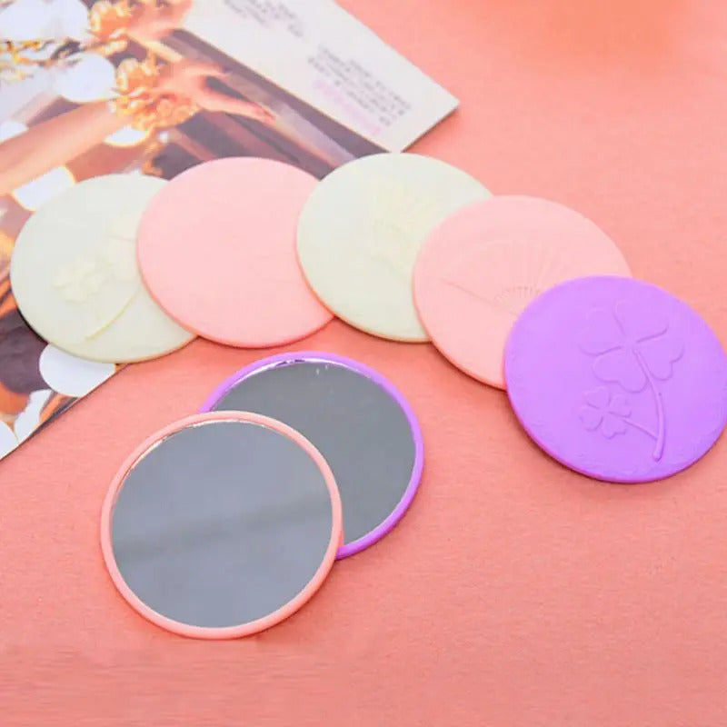 TSHOU1228 Creative Cartoon Embossed Round Mini Pocket Makeup Mirror Single Side Compact Cosmetic Tool Travel Portable