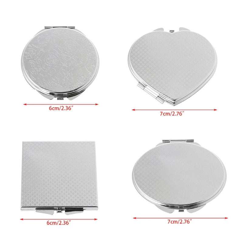 L152 Portable Hand Pocket Various Shapes Double Folded-Side Stainless Steel Mirror