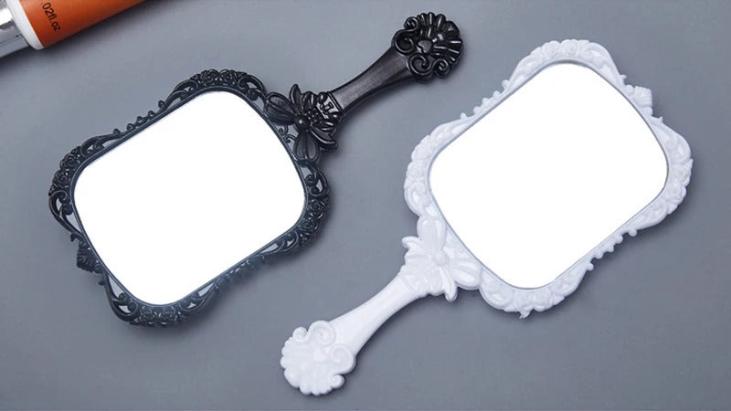 CX371 Plastic mirror retro butterfly carving dressing mirror small gift handle makeup mirror 12.5*5.5cm