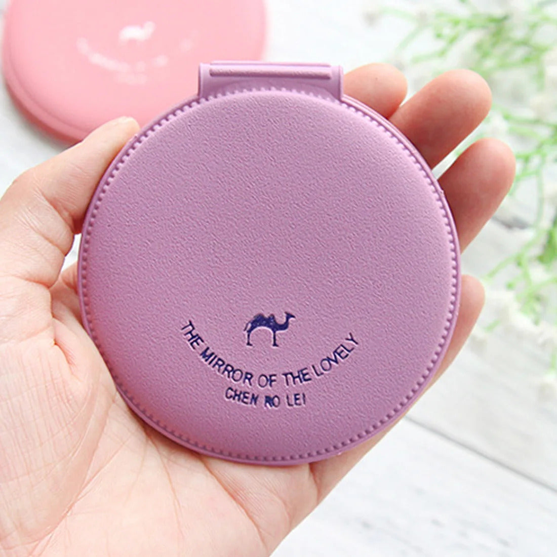 TSHOU523 Cute Makeup Mirror Women Foldable Makeup Mirrors Tool Lady Cosmetic Hand Folding Portable Compact Pocket Mirror