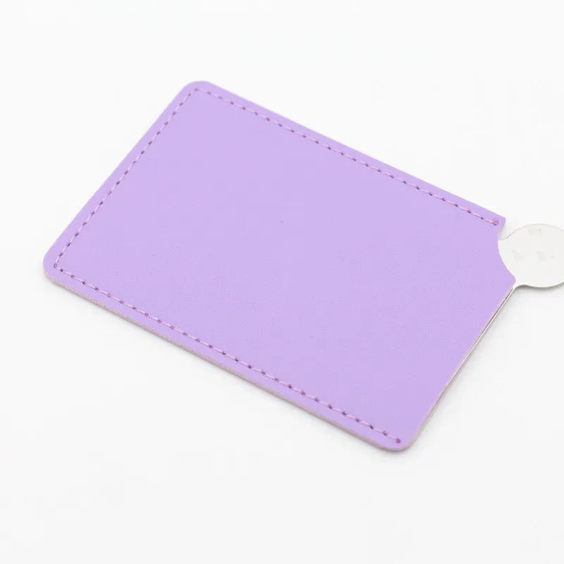 DSHOU333  Portable Mini Shatter Proof Card Style Pocket Folding Cosmetic Mirror PU Leather Cover Stainless Steel Makeup Mirror Card