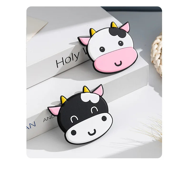 CX715  Portable Cute Mini Mirror Cartoon Little Rabbit Bear Pattern Gift for Little Girls Silicone Purse Mirror