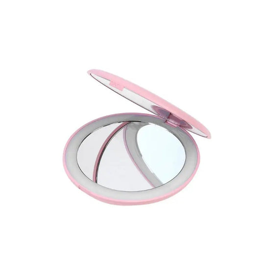 CASHOU192 LED Lighted Mini Circular Makeup Cosmetic Mirror Foldable 10X Magnifying Round Lighting Mirrors Compact Travel U2JD