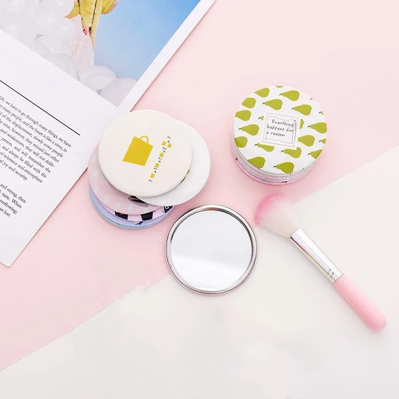 CX282 Cartoon Anti-fall Portable Small Round Mirror Cute Girls Makeup Mirror Pocket Mirror Cosmetic Compact Mirrors for Beauty