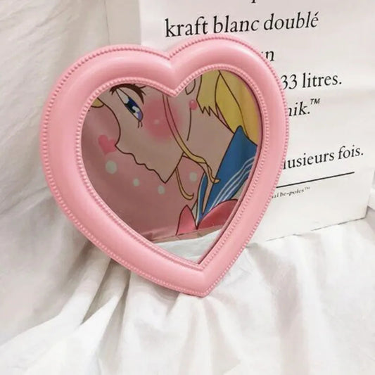 L115  Heart-shaped Mirror Makeup Mirror Desktop Vanity Mirror Wall Mounted Dual-Use Makeup Mirror Wall Decoration 27*28cm