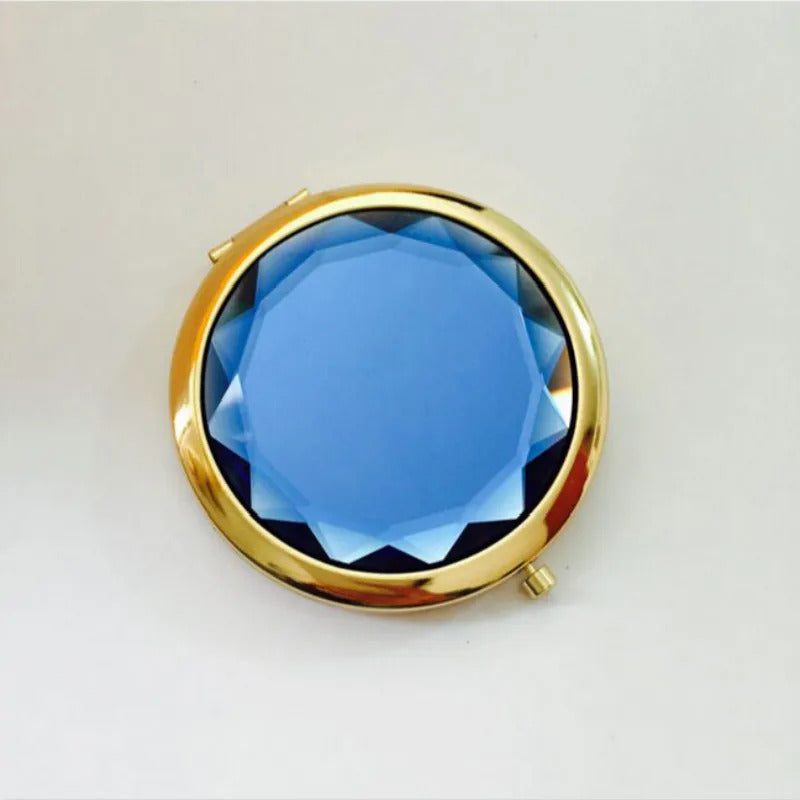 CX442 Luxury Crystal Makeup Mirror Portable Round Folded Compact Mirrors Gold Silver Pocket Mirror Making Up for Personalized
