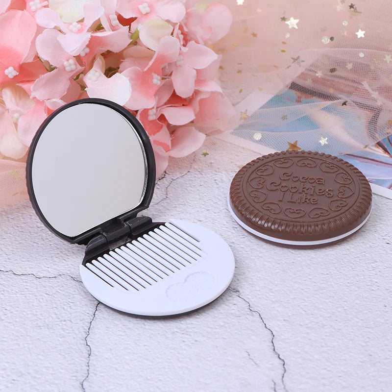 TSHOU597 Stainless Steel Holder Make Up Mirrors Cosmetic Bathroom Double-Sided Desk Makeup Mirror