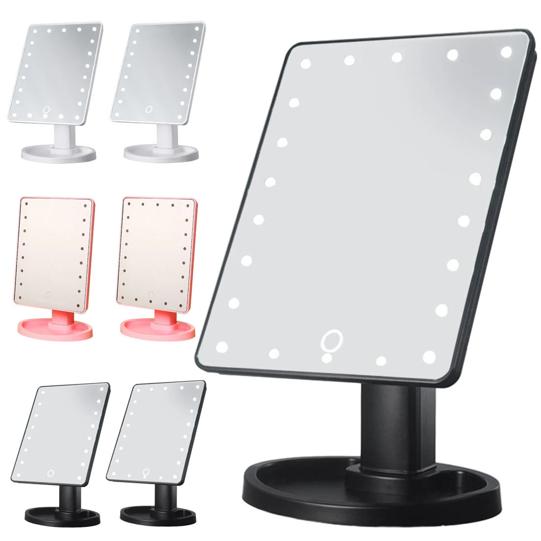 TSHOU467 storag vanity mirror 360 degree rotating mirror adjustable 16/22 LED touch screen portable touch sensor luminous mirror