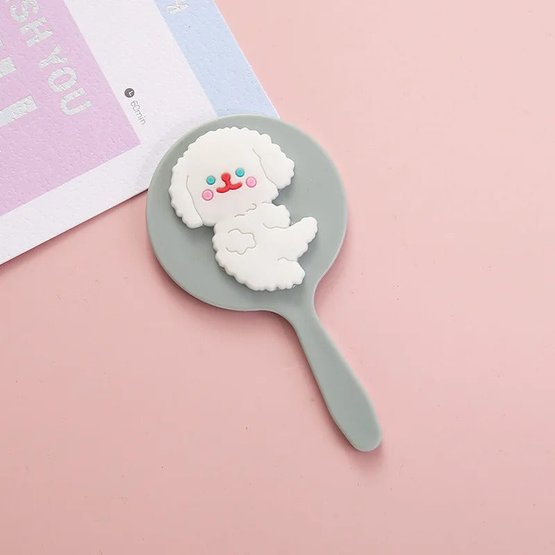 FEN77 Cute Mini Handheld Cosmetic Mirror Dressing Salon Barbers Beauty Hair Hairdressers Cartoon Decorative Mirror with Handle