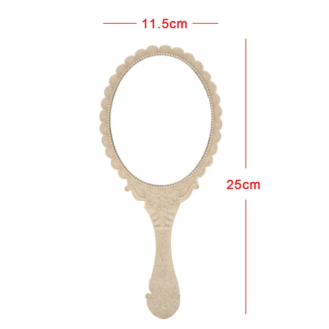 cshou389  hot European Style Vintage Handheld Roses Mirror Princess Women Girls Oval Vanity Makeup Cosmetic Tool with Anti-Slip