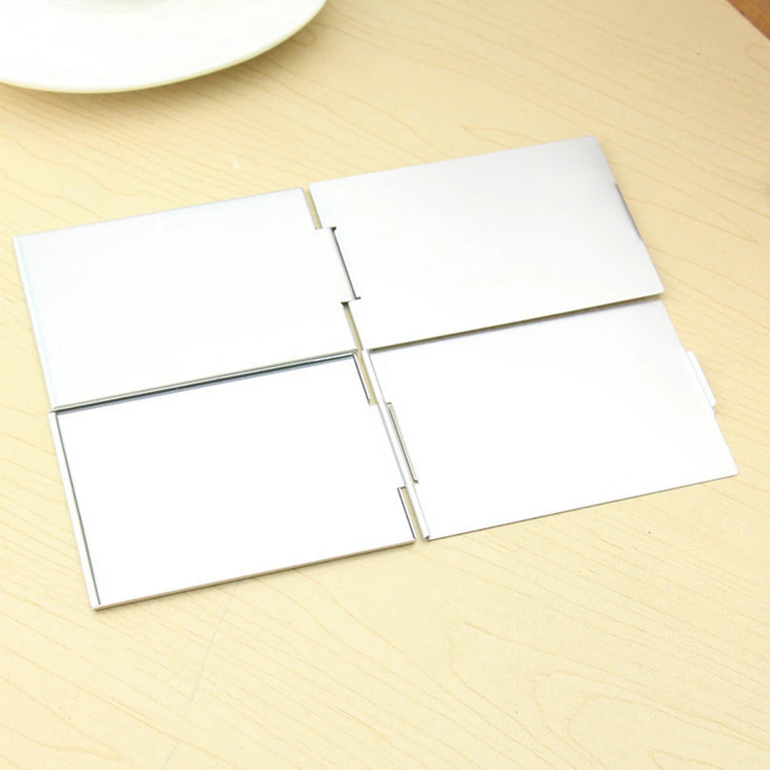 L110 Rectangle Aluminium Alloy Cover Silver Ultra-thin Foldable Makeup Mirror 1 PC Unbreakable Pocket Cosmetic Mirror