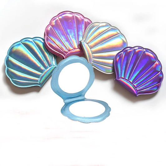 CX180 Laser Color Cute Makeup Mirror New Cosmetic Compact Size Fashion Shell Mirror Double-sided Mirror Folding Portable