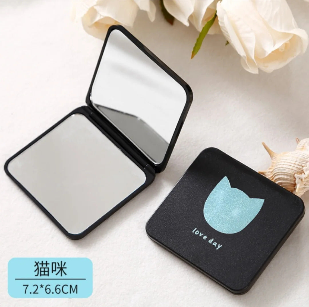 CX307 Mini Square Makeup Mirror Portable Hand Mirror Double-sided Makeup Vanity Mirror Foldable Compact Mirror Pocket Cosmet