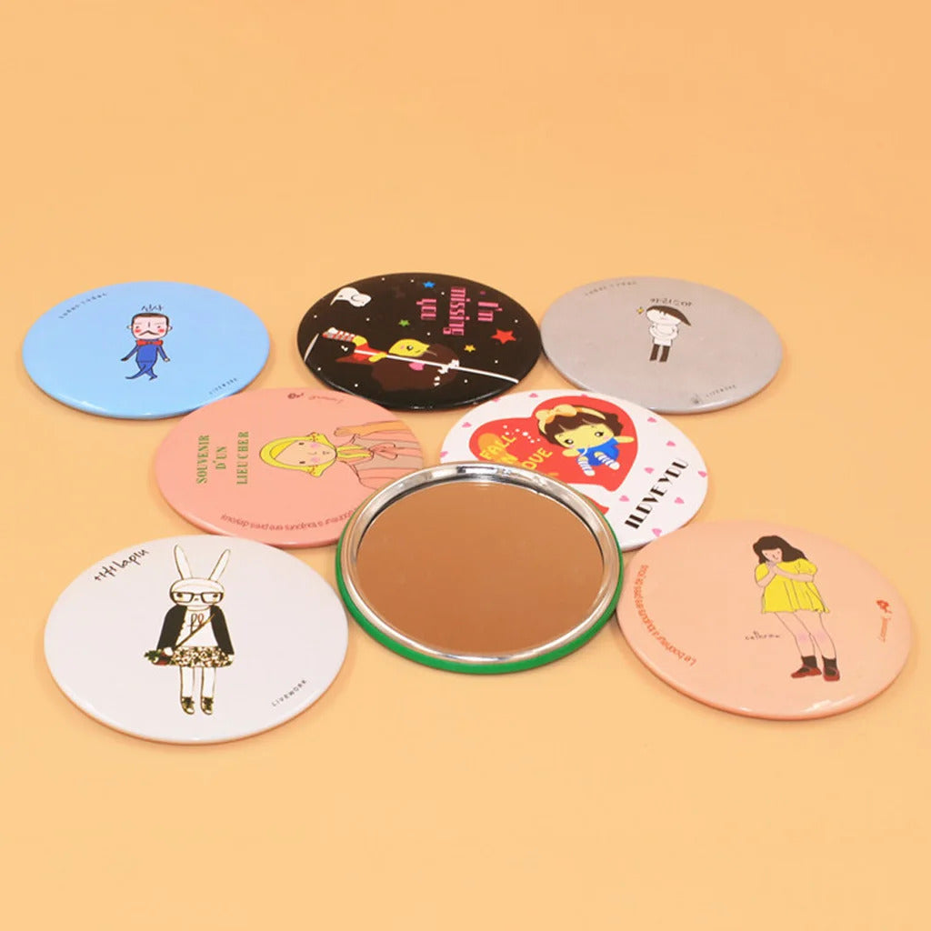 CX377 Cute Cartoon Mini Portable Circular Hand Mirror Pocket Portable Makeup Tool