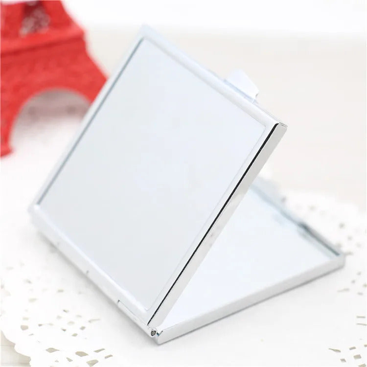 TSHOU816  Portable Stainless Steel Makeup Mirror Hand Pocket Folded-Side Cosmetic Make Up Double Mirror Small Various Shapes