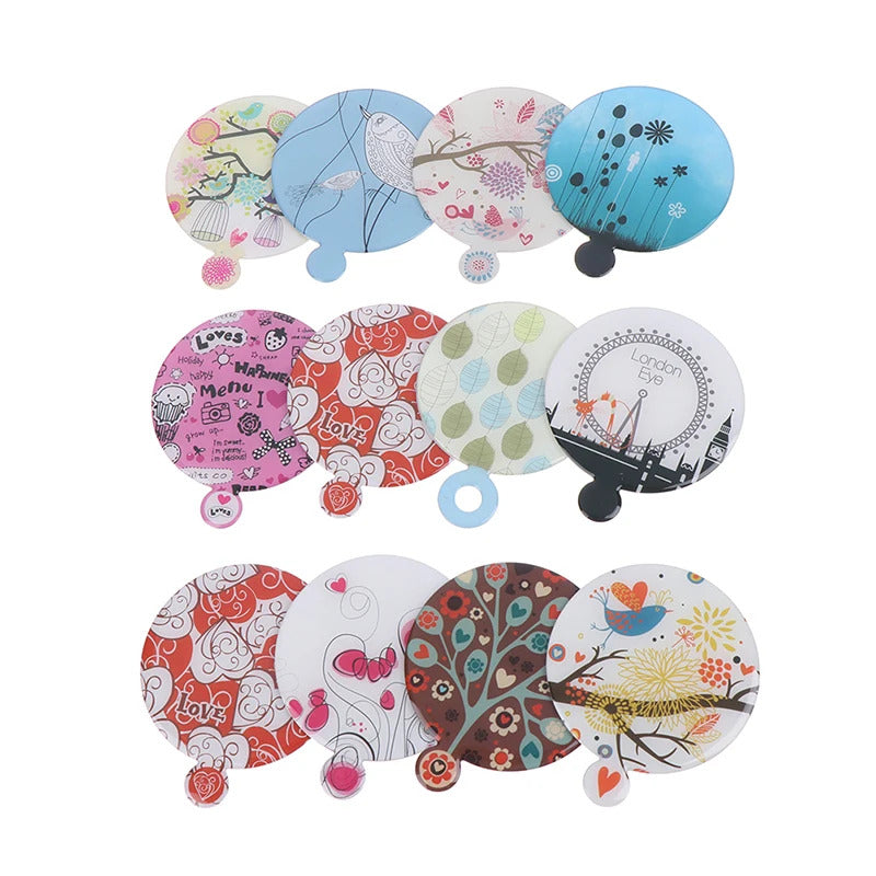 CX382 Mini Make Up Mirror Makeup Mirror Portable Hand Travel Round Pocket Cosmetic Mirror